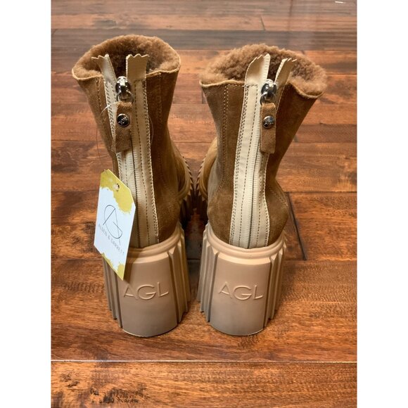 AGL Tiggy Brown Suede Fleece Lined Platform Block Heeled Boots, Size 40.5 | 10.5 - Picture 6 of 10